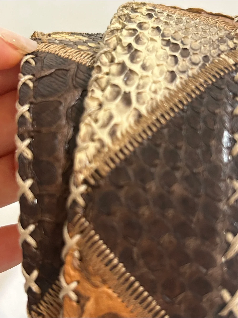 Handmade Italian Genuine Python Patchwork Belt • Size 115 • Artisan Leather